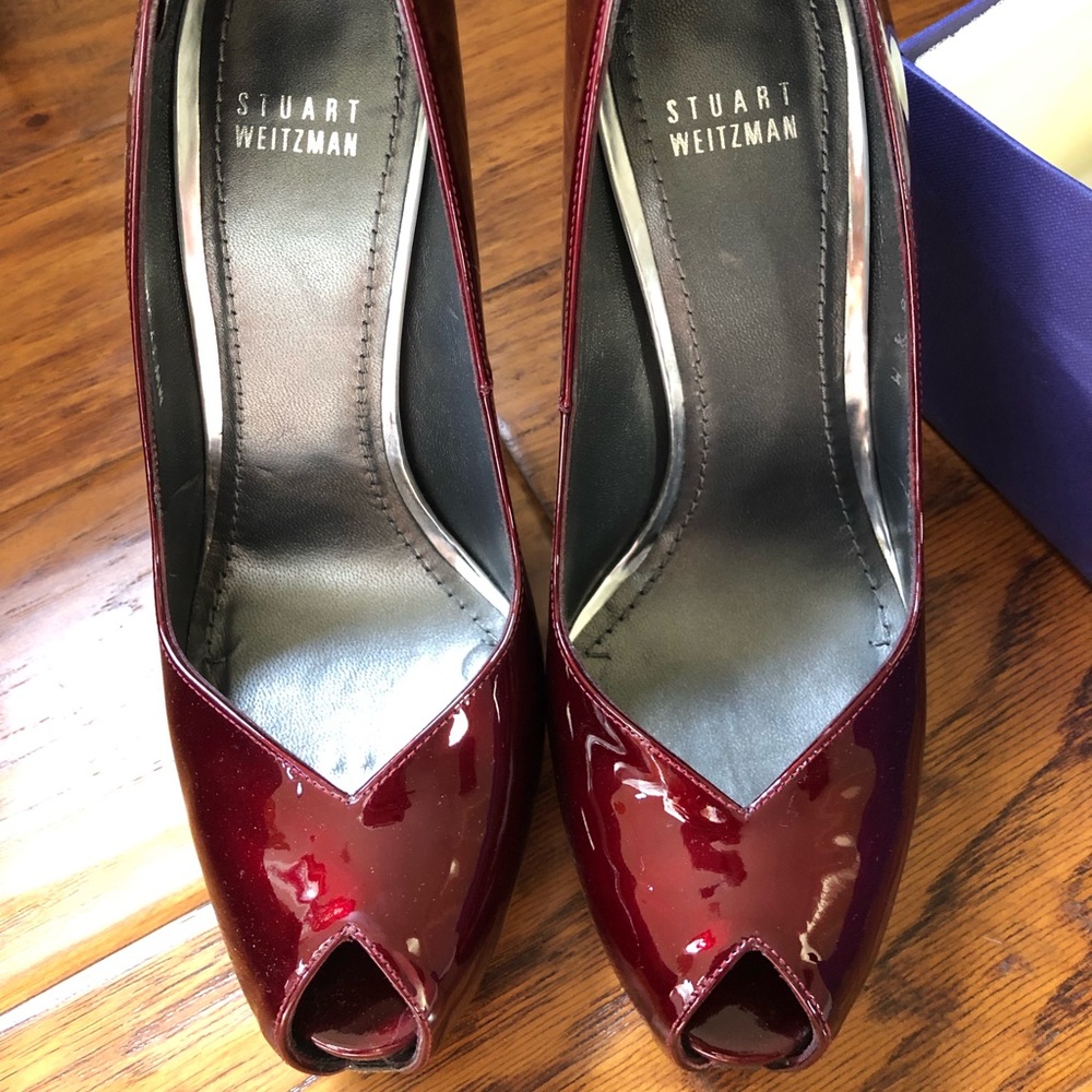 Stuart Weizmann pumps dark red patent leather